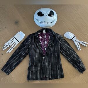 Kid’s Small Jack Skellington Costume Jacket Gloves Mask